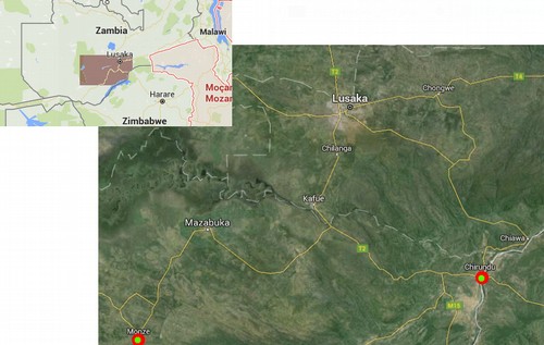 Karte von Monze und Chirundu